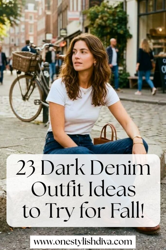 dark denim outfits for fall pin