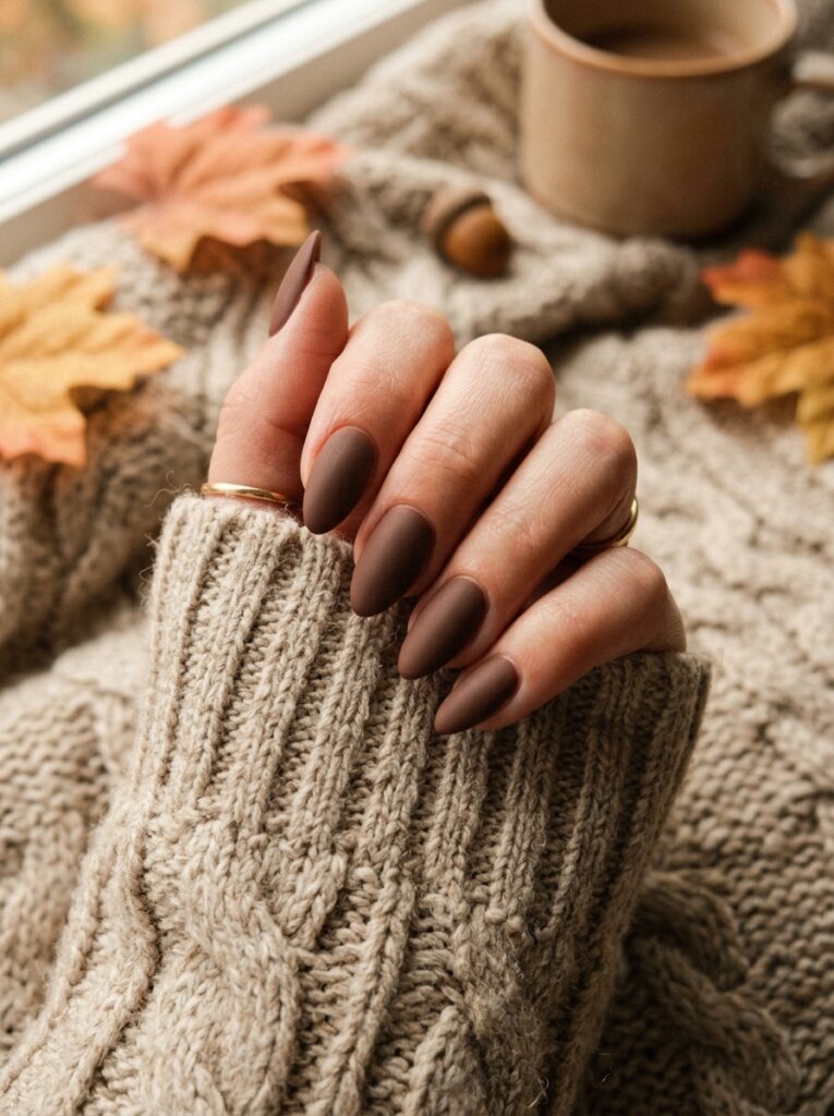almond nails mocha brown polish 202607141057