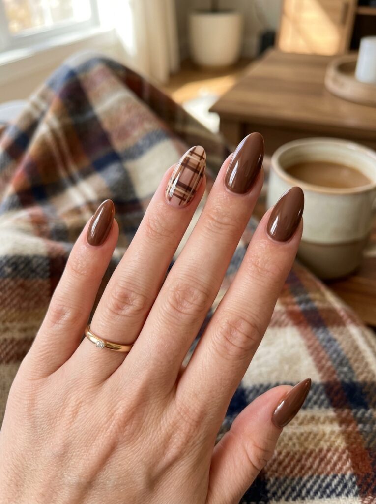 almond nails with plaid nail 202607141103