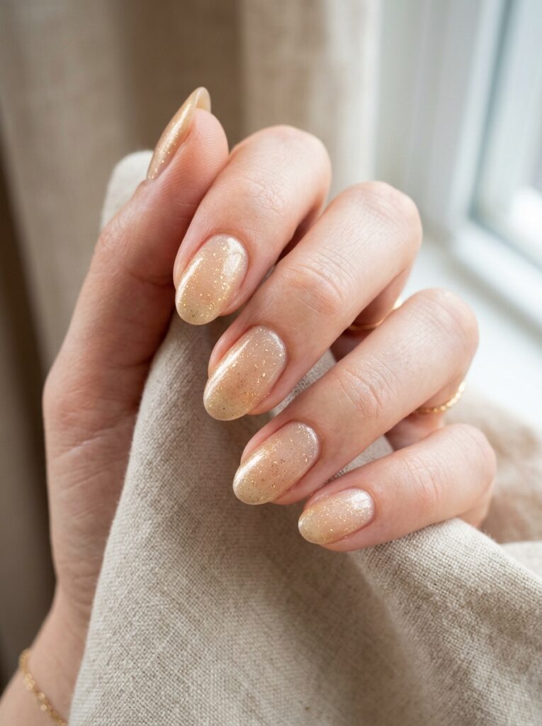 30 Cute Fall Nail Ideas for 2026 That Are Worth Copying champagne sheer nails polish