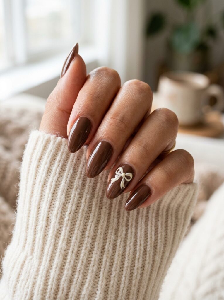 chocolate brown almond nails 202607141104