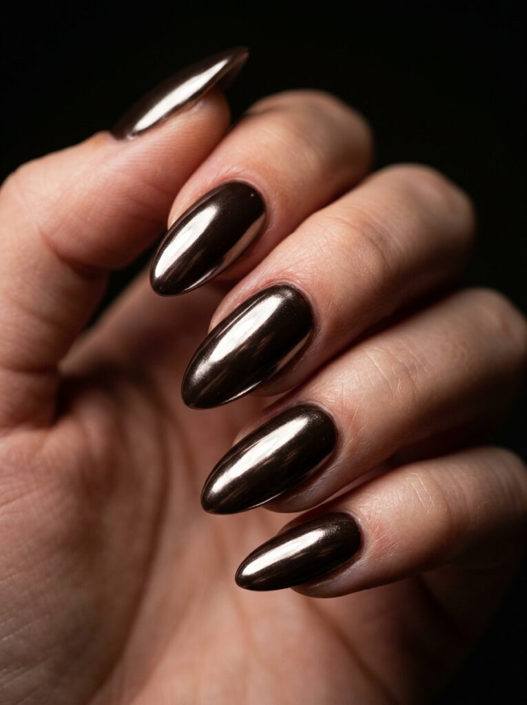 dark espresso nails chrome finish 202607141103