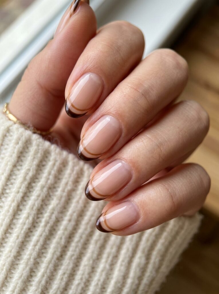 30 Cute Fall Nail Ideas for 2026 That Are Worth Copying double french nails caramel espr…