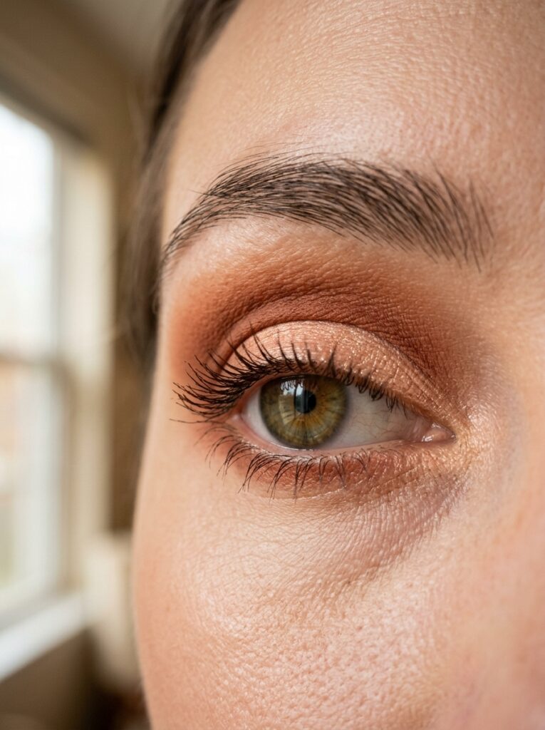 15 Fall Eyeshadow Combos That Make Your Eyes Pop terracotta and peach eyeshadow combo