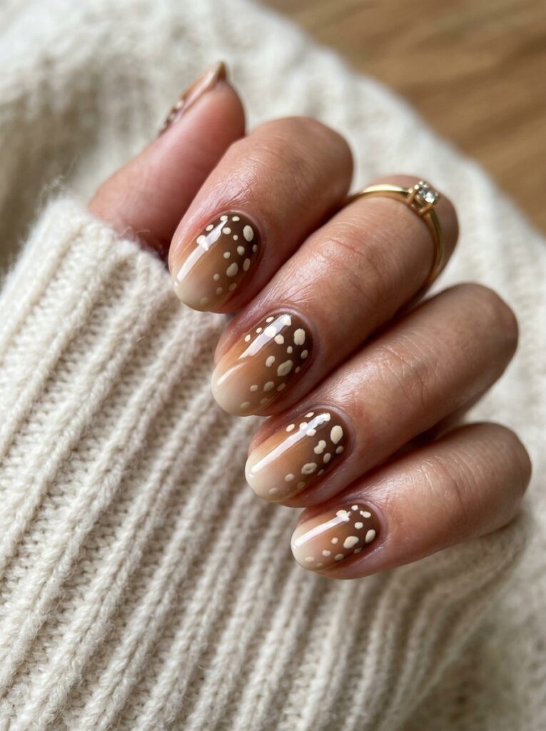 30 Cute Fall Nail Ideas for 2026 That Are Worth Copying fawn spots on nails
