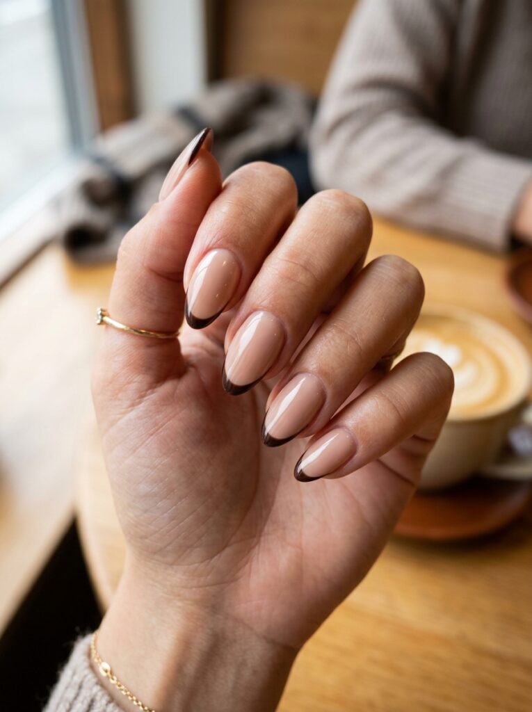 30 Cute Fall Nail Ideas for 2026 That Are Worth Copying french manicure with espresso tips