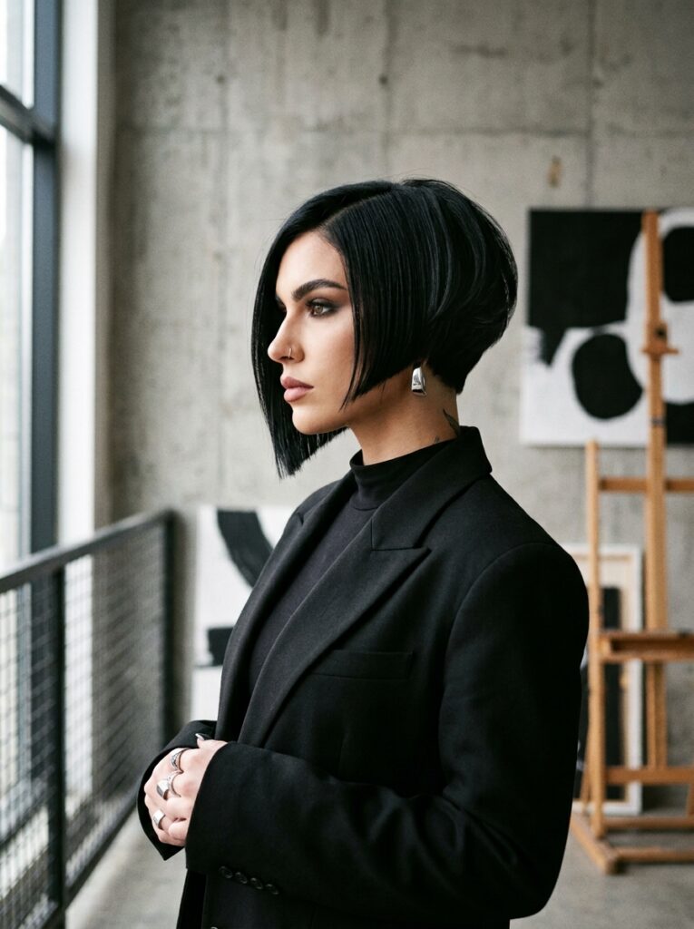 graduated pageboy bob haircut stacked back