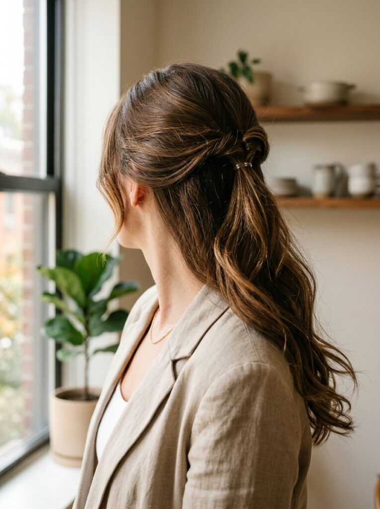 half up hairstyle detail shot 202607151019