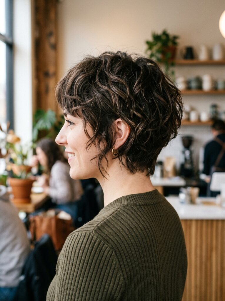 bixie haircut on wavy hair