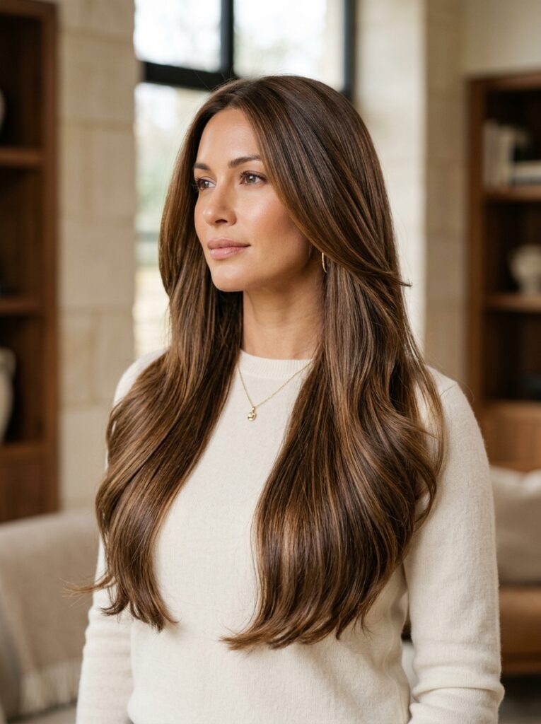 long hair with subtle quiet luxury layers