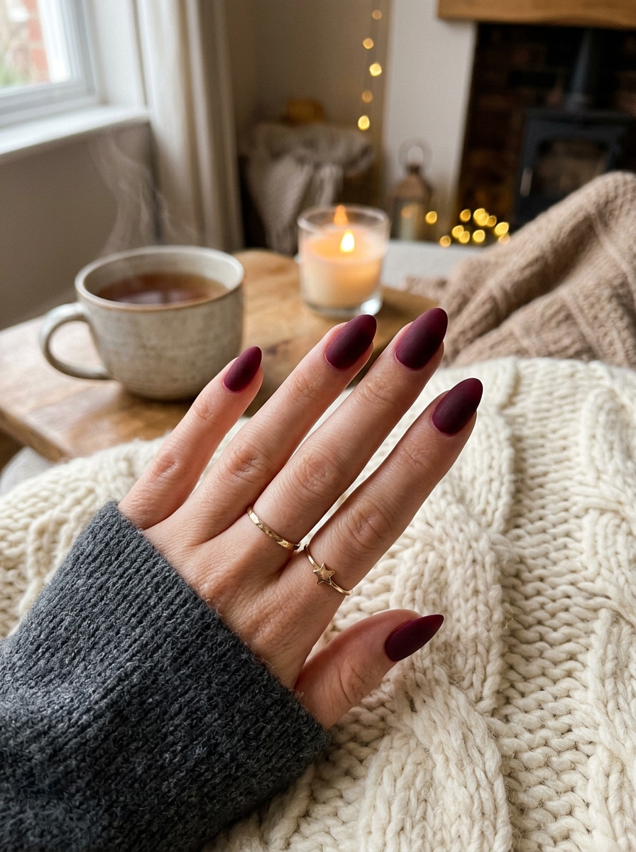 matte velvet burgundy nails 202607211143