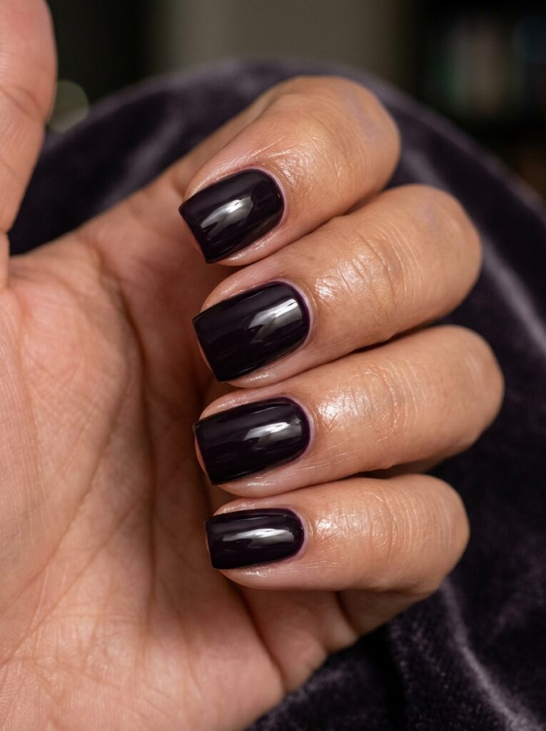 30 Cute Fall Nail Ideas for 2026 That Are Worth Copying midnight plum short nails