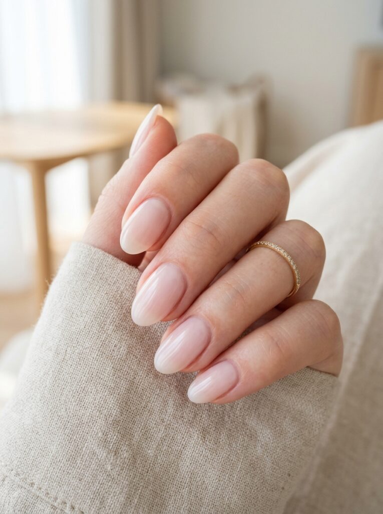 30 Cute Fall Nail Ideas for 2026 That Are Worth Copying milky pink white nails closeup