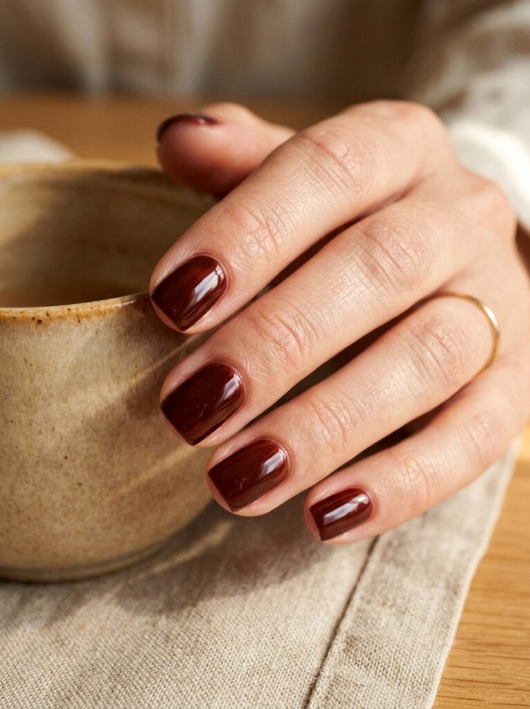 20 Short Square Nail Ideas That Prove Short Is the New Long cherry cola short square nail color