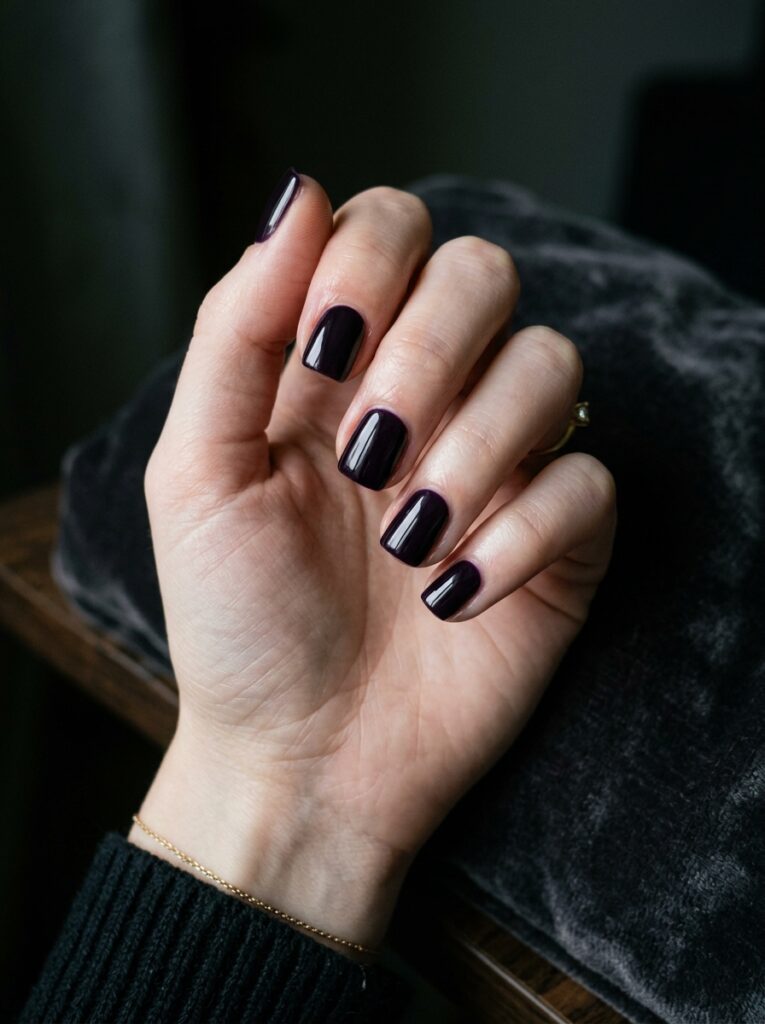 20 Short Square Nail Ideas That Prove Short Is the New Long midnight plum short square nails