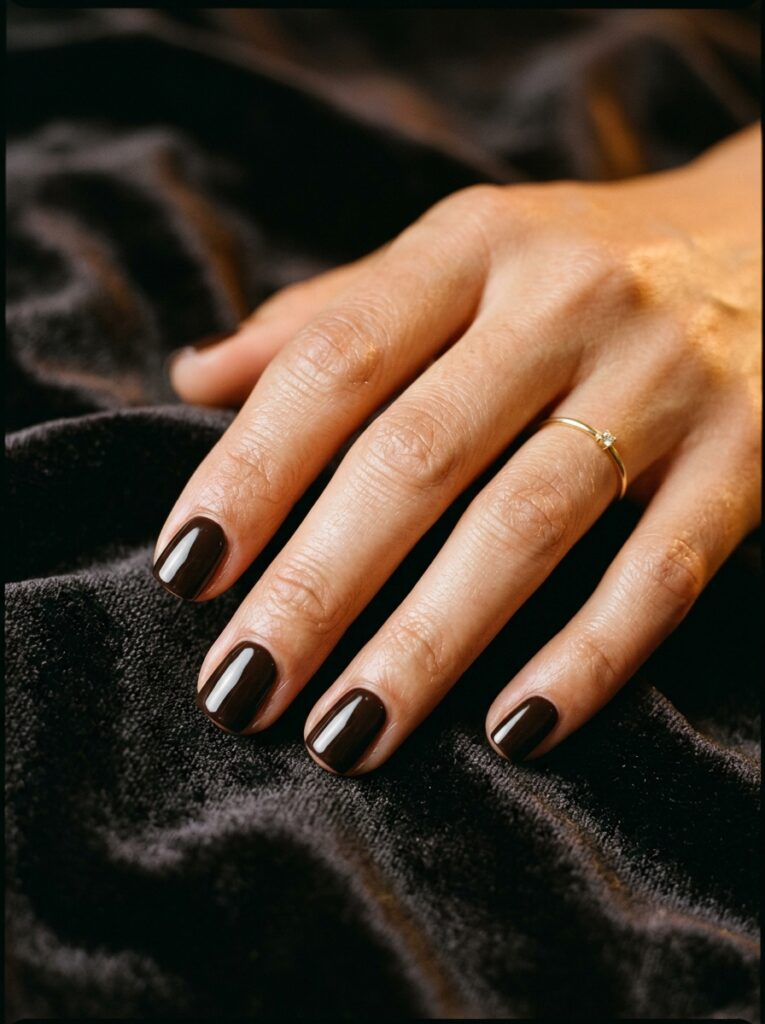 nails in espresso brown polish 202607141056