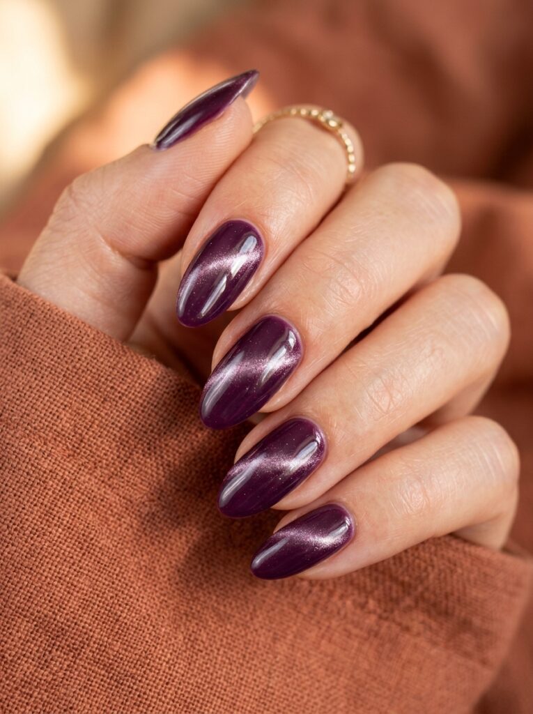 20 Stunning Plum Nail Ideas You'll Want to Save This Fall nails in plum magnetic polish 202607271901