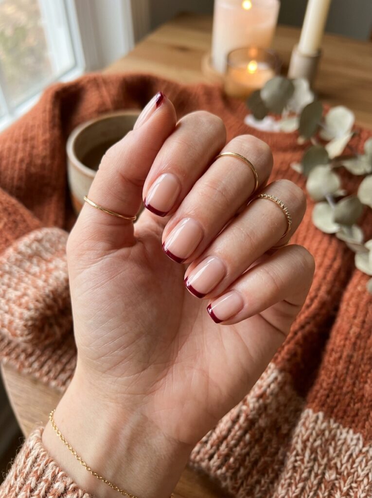 20 Short Square Nail Ideas That Prove Short Is the New Long burgundy colored french tip short square nails