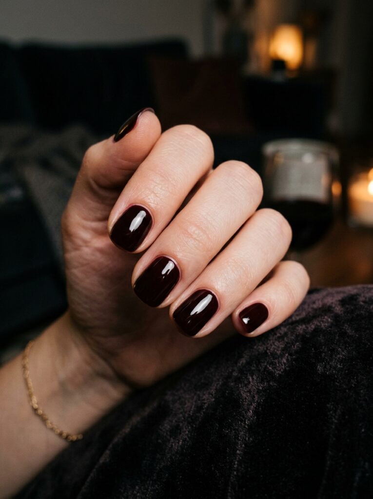 30 Cute Fall Nail Ideas for 2026 That Are Worth Copying oxblood short nails cherry polish