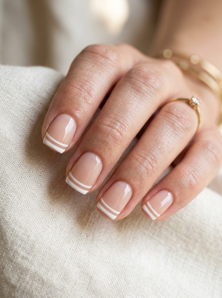 20 Short Square Nail Ideas That Prove Short Is the New Long double line tip short square nails