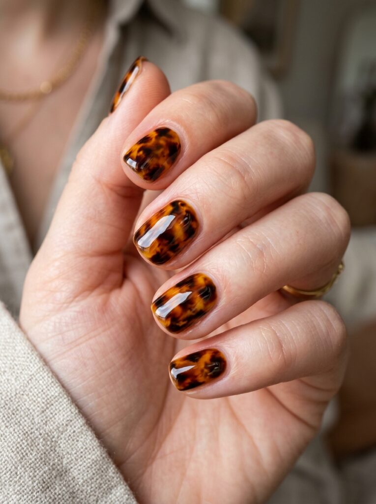 30 Cute Fall Nail Ideas for 2026 That Are Worth Copying tortoiseshell nails amber espresso