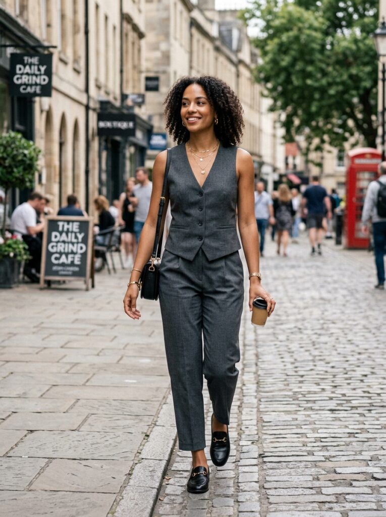 tailored waistcoat as top with trousers