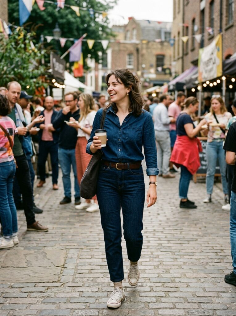 23 Dark Denim Outfits for This Fall Styled in Five Different Ways denim on denim dark jeans outfit