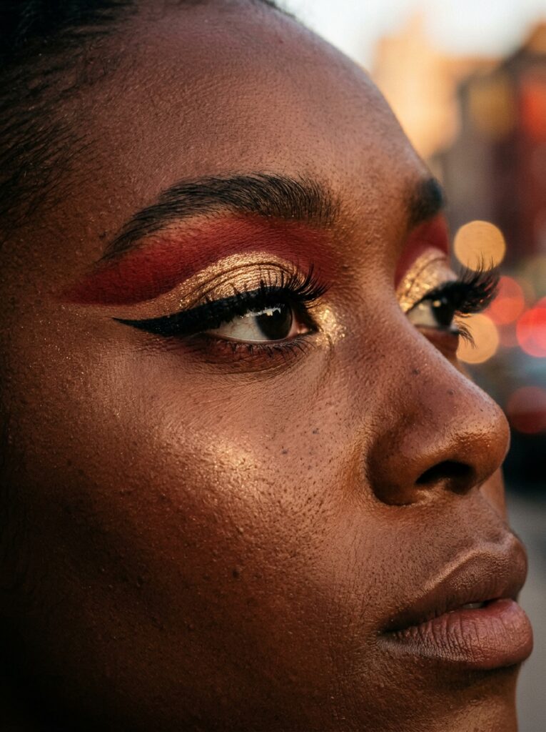 brick red cut crease with gold lid