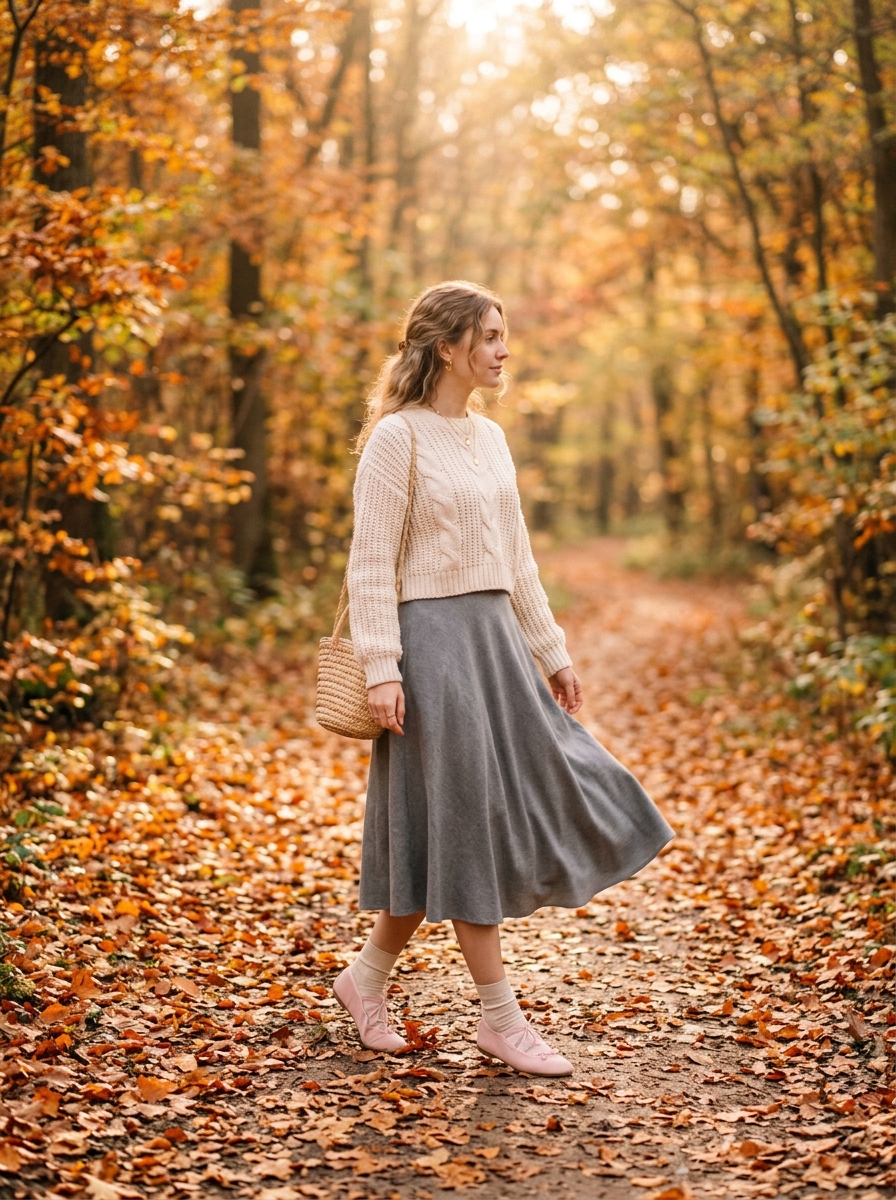 woman walking autumn path 202607140001