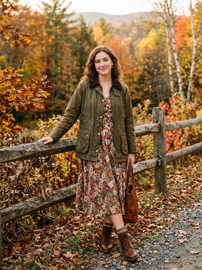 woman wearing an olive waxed 202607140001