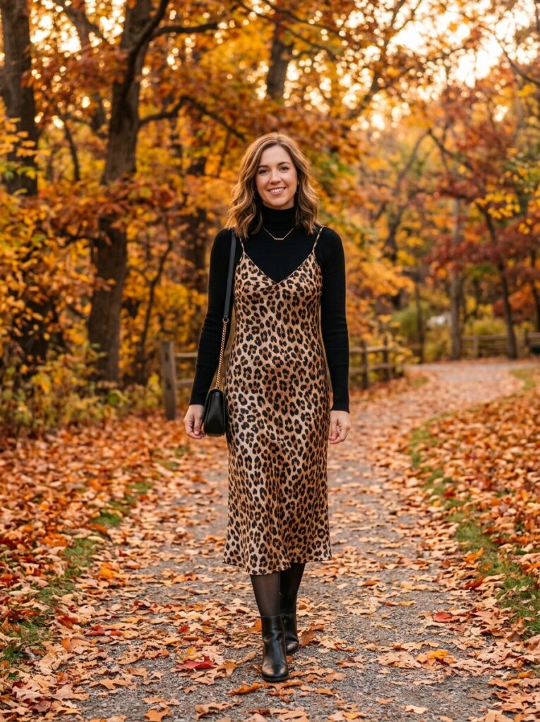 woman wearing turtleneck slip dress 202607140003