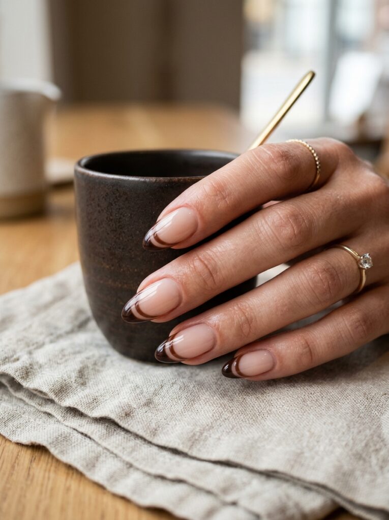 womens french nails chocolate espresso