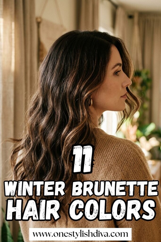 winter brunette hair colors pin