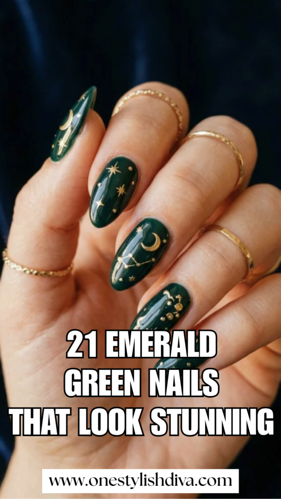 emerald green nail ideas pin