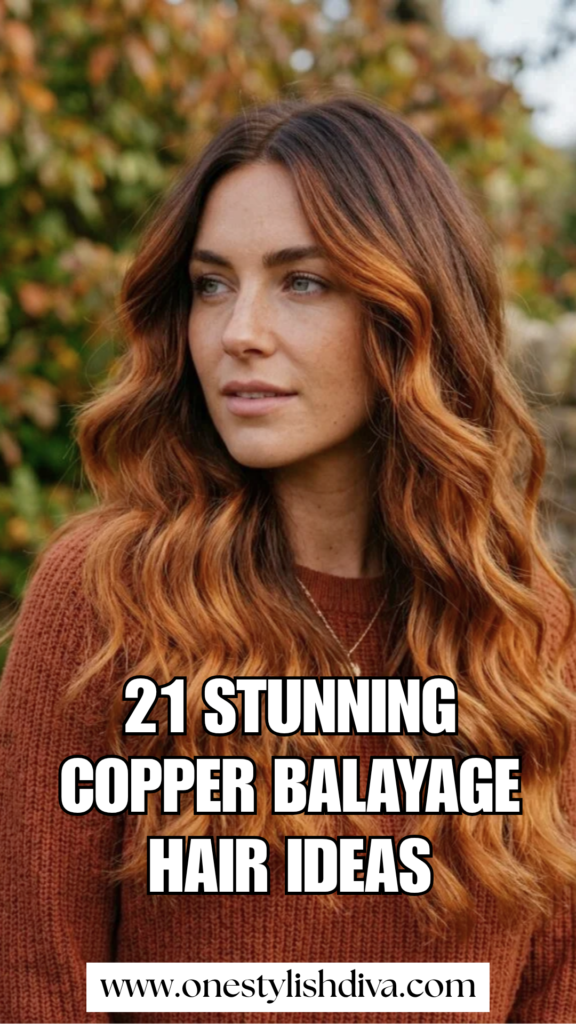 copper balayage hair ideas pin