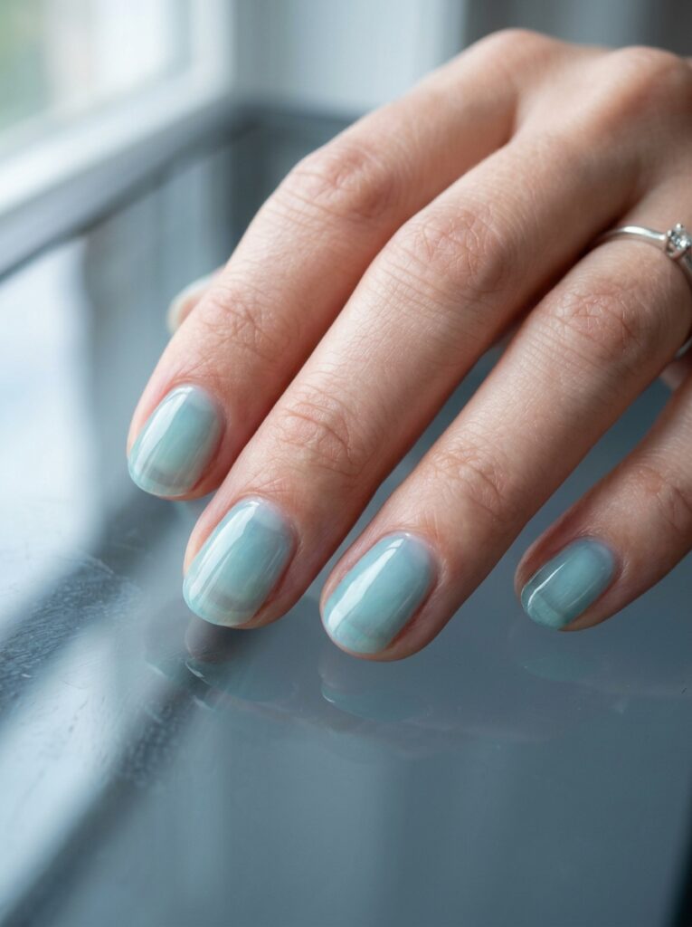 aquamarine glass jelly nails