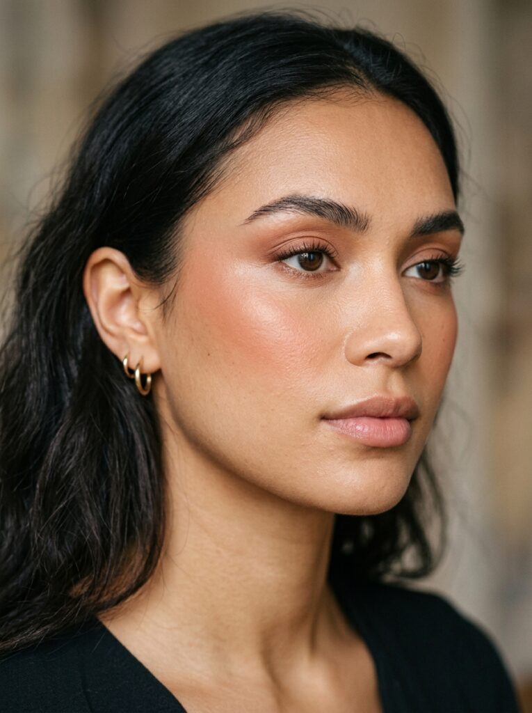 diagonal blush placement for round face