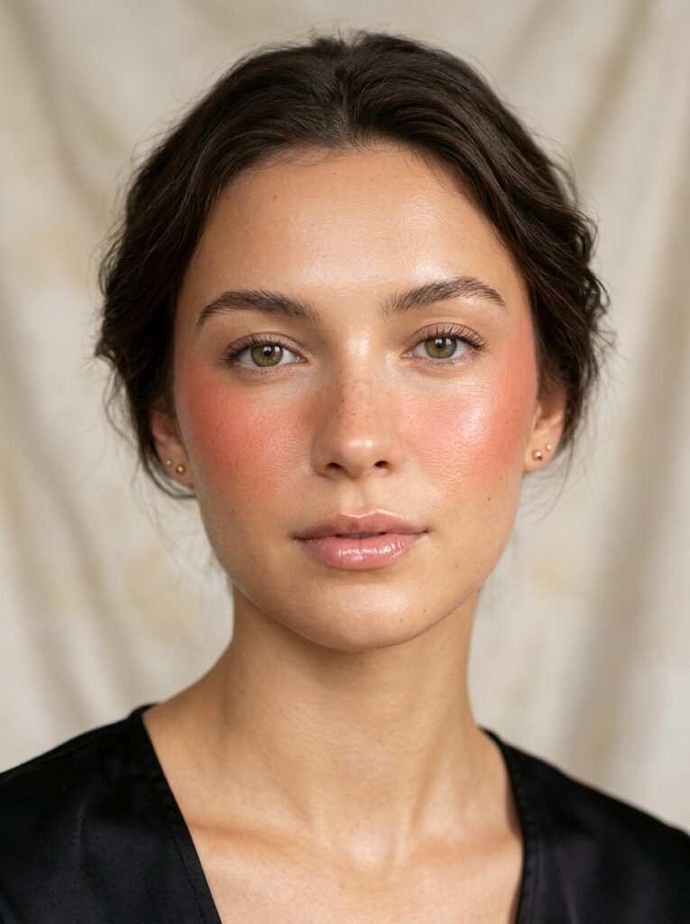 horizontal blush sweep for long face