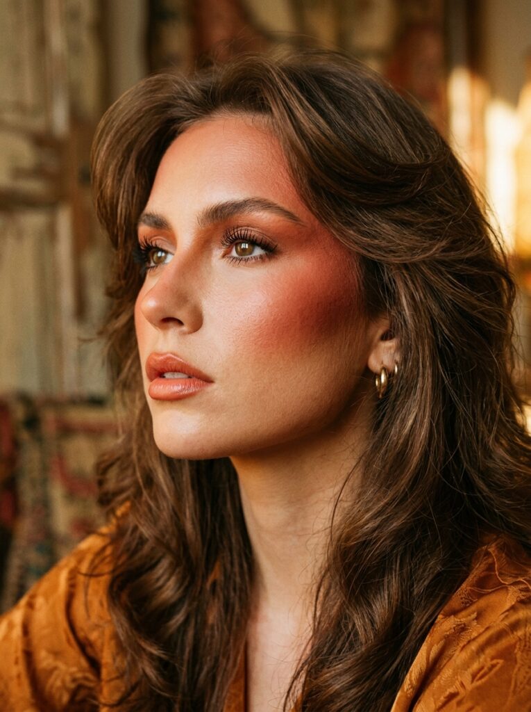 draping blush technique from cheekbone to temple