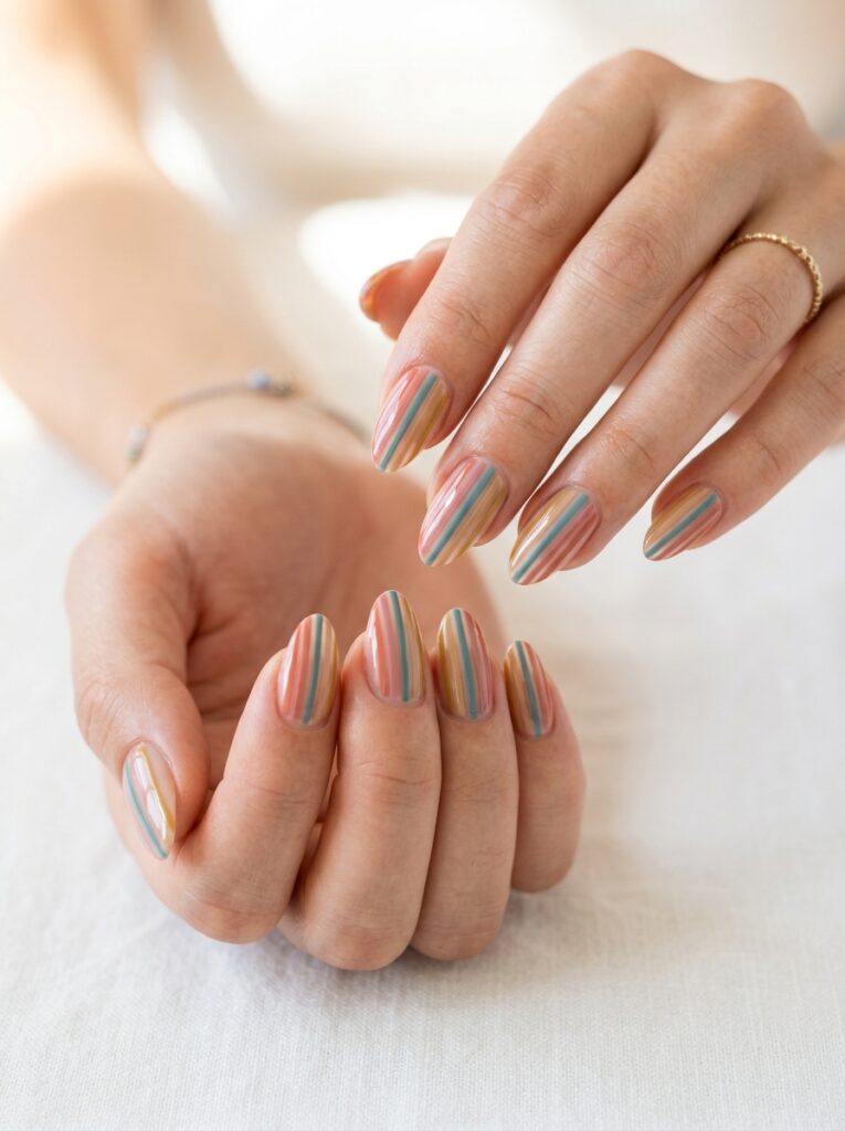 multicolor vertical stripe nails