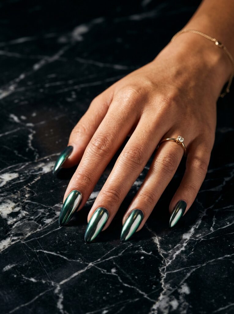 emerald chrome mirror finish nails