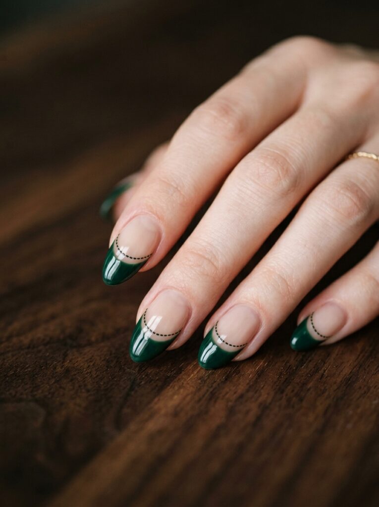 stitched frankenstein french tip nails