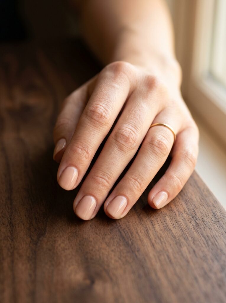 skin matched nude short nails
