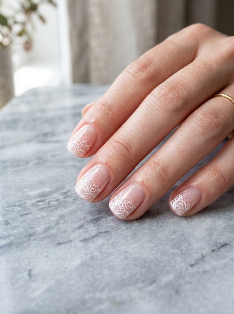 ombre lace cuticle nail design