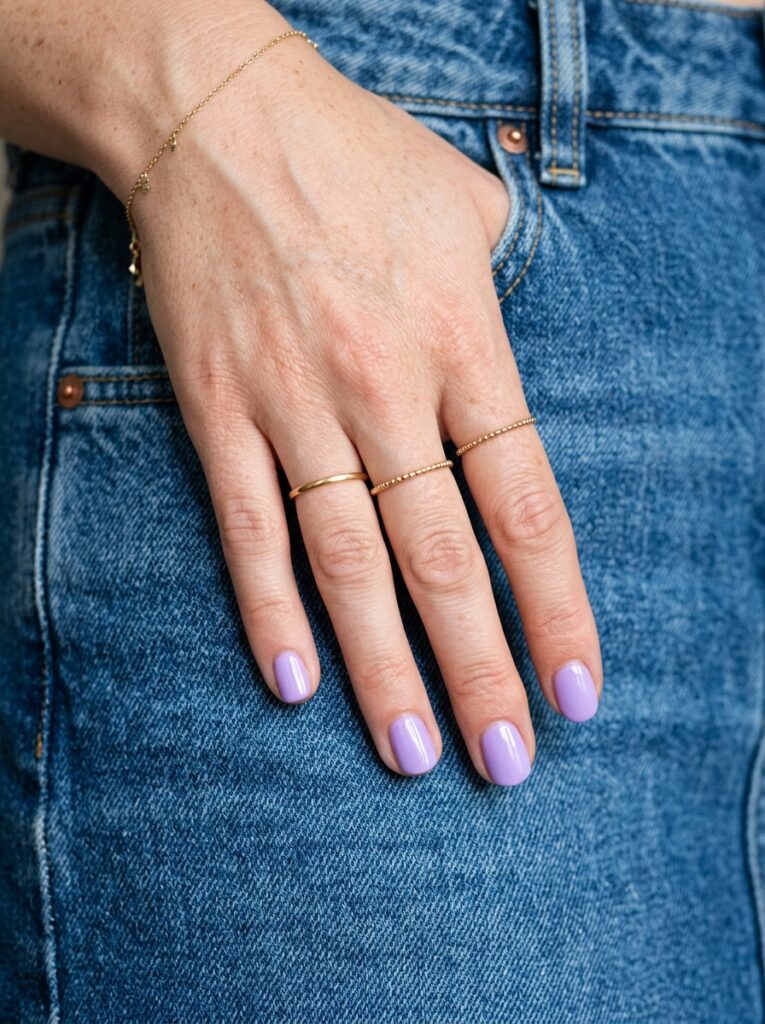 soft lavender short nails