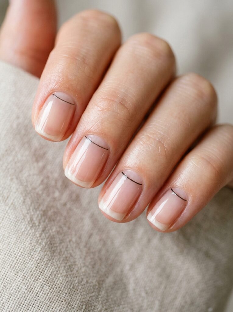 thin cuticle line nail design