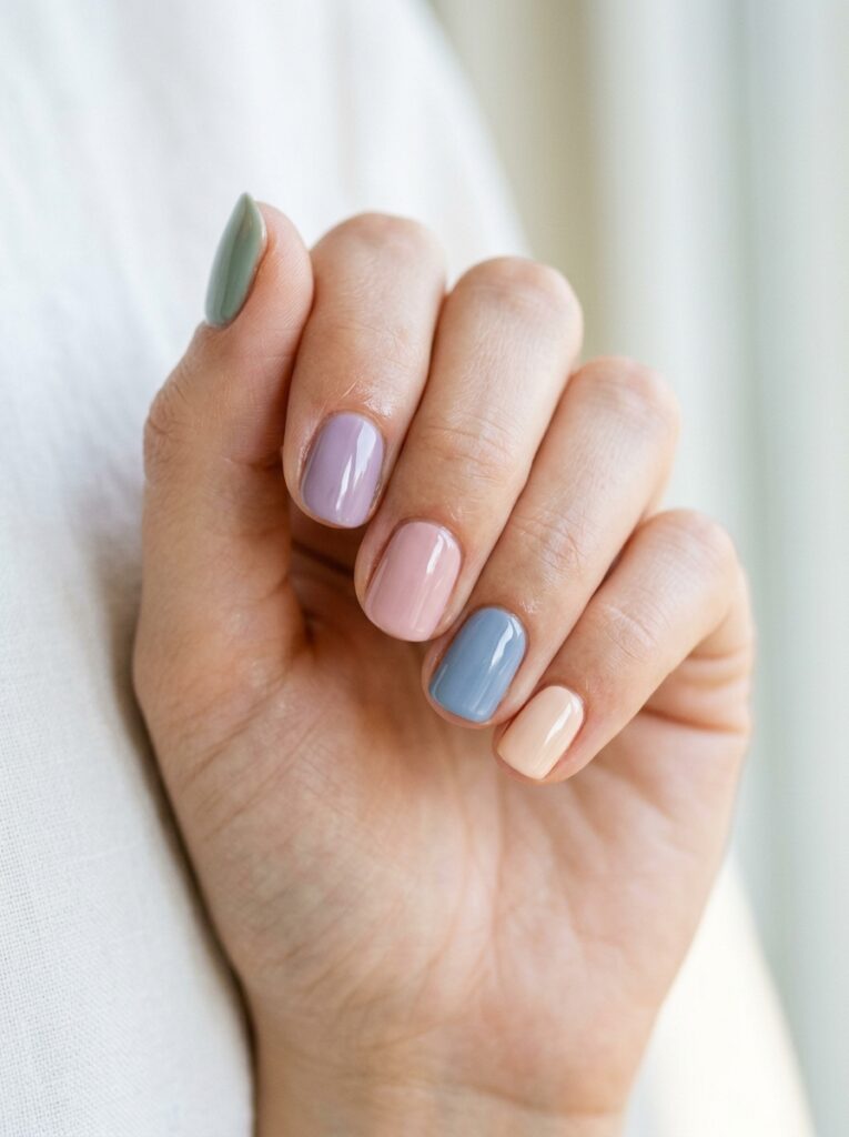 mismatched pastel nail set