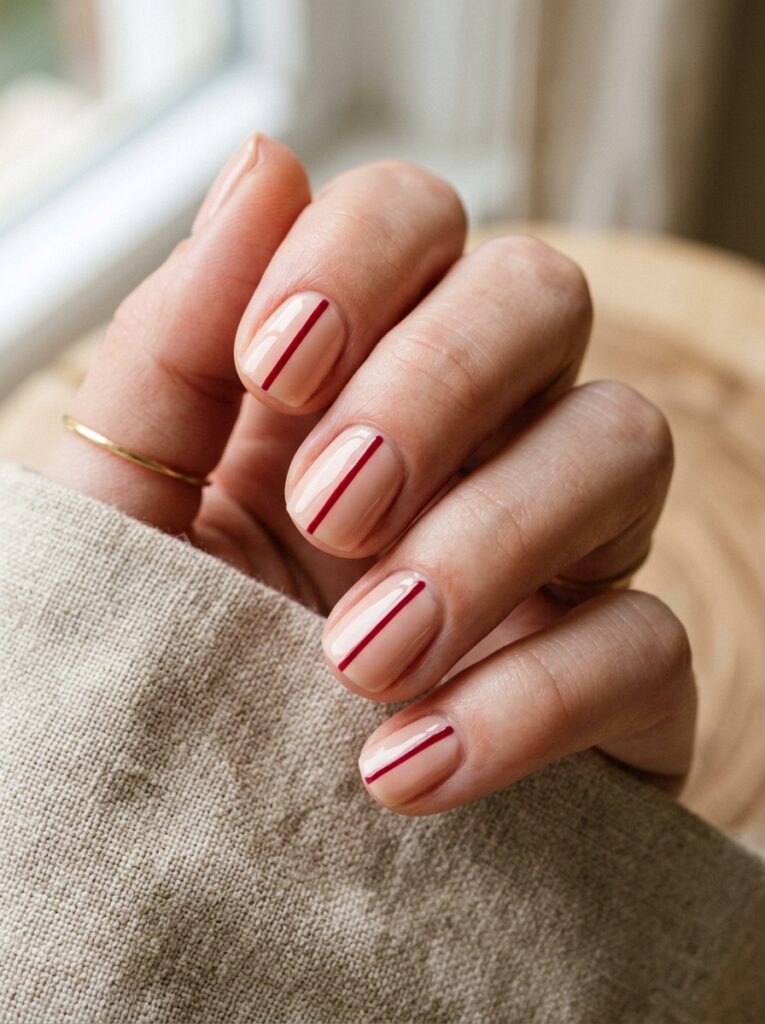 single stripe minimal nail design