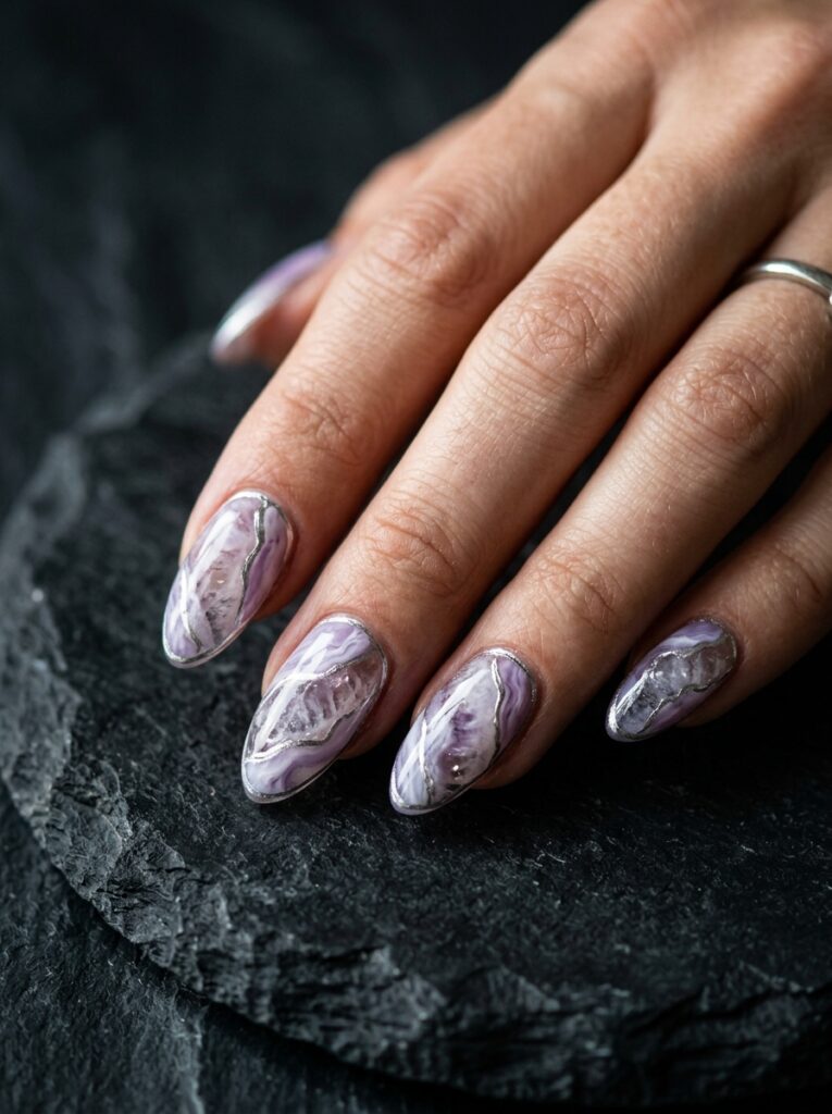 amethyst geode quartz marble nails