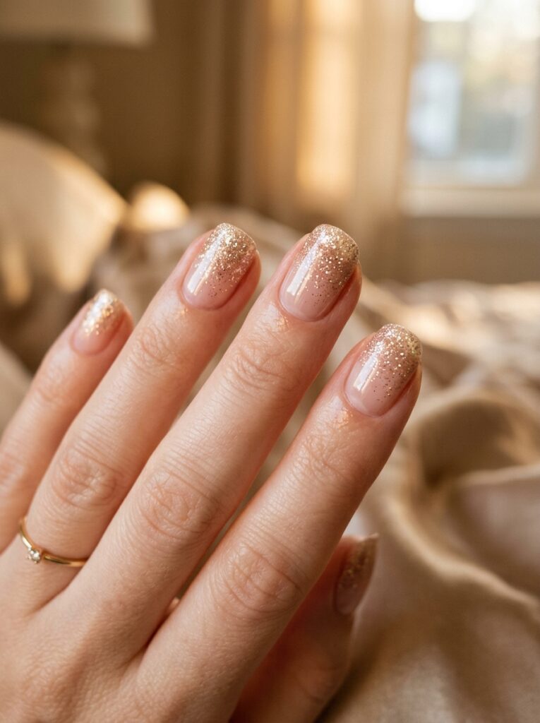 glitter gradient tips on short nails
